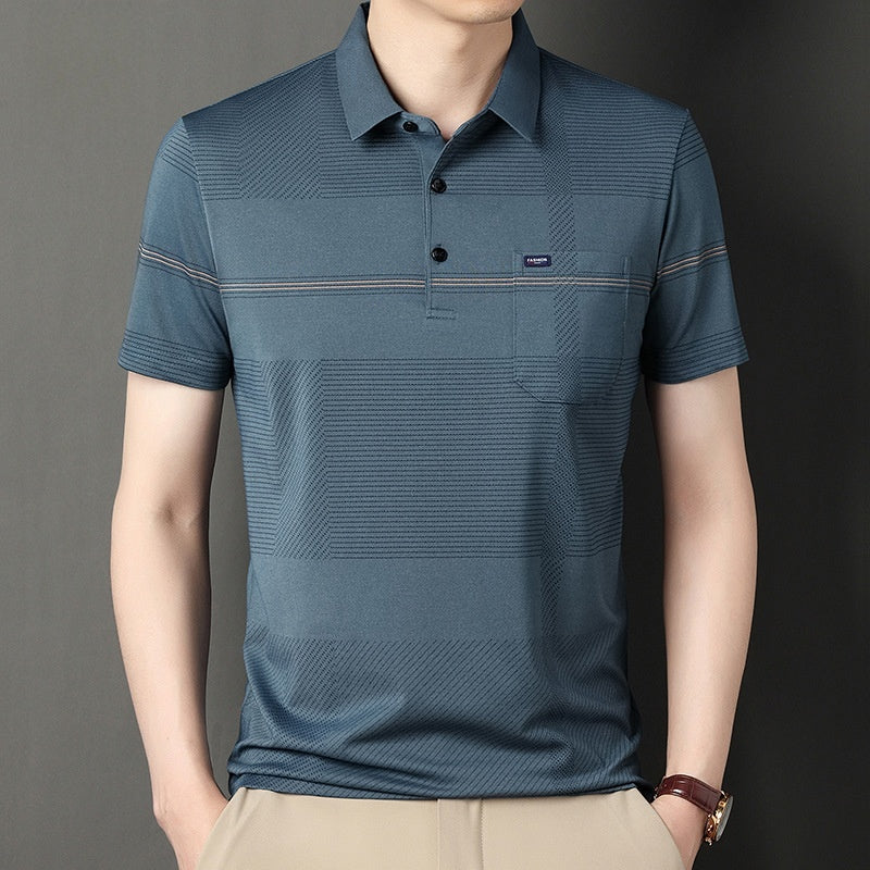 Real Flap Pocket Pantss Thin Stripesd Polo Shirt