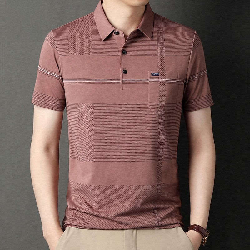 Real Flap Pocket Pantss Thin Stripesd Polo Shirt