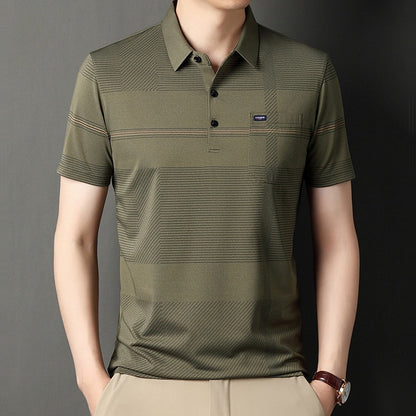 Real Flap Pocket Pantss Thin Stripesd Polo Shirt