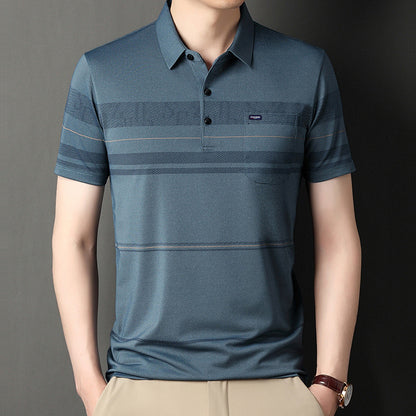 Real Flap Pocket Pantss Thin Stripesd Polo Shirt