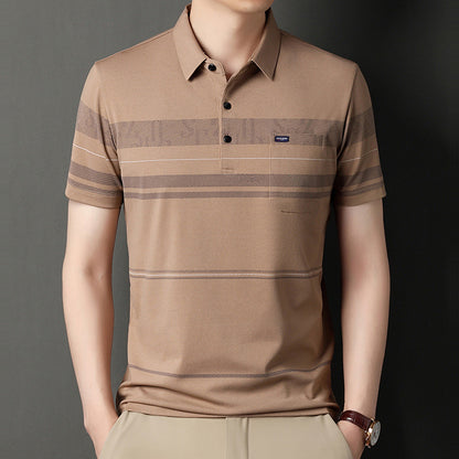 Real Flap Pocket Pantss Thin Stripesd Polo Shirt