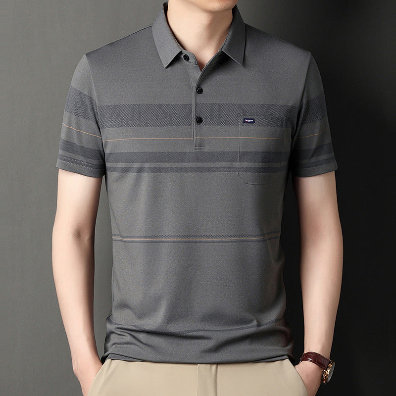 Real Flap Pocket Pantss Thin Stripesd Polo Shirt