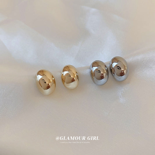 Real gold electroplated silver needle bean earrings