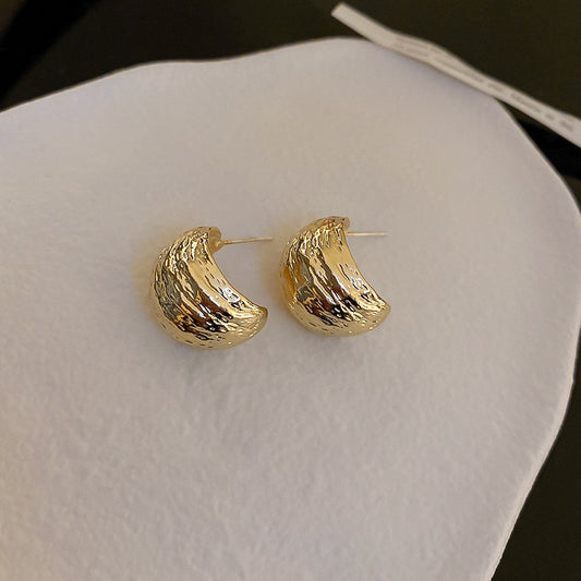 Real gold electroplated silver needle bean earrings