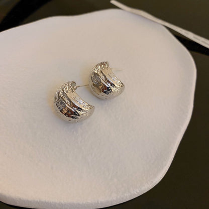 Real gold electroplated silver needle bean earrings