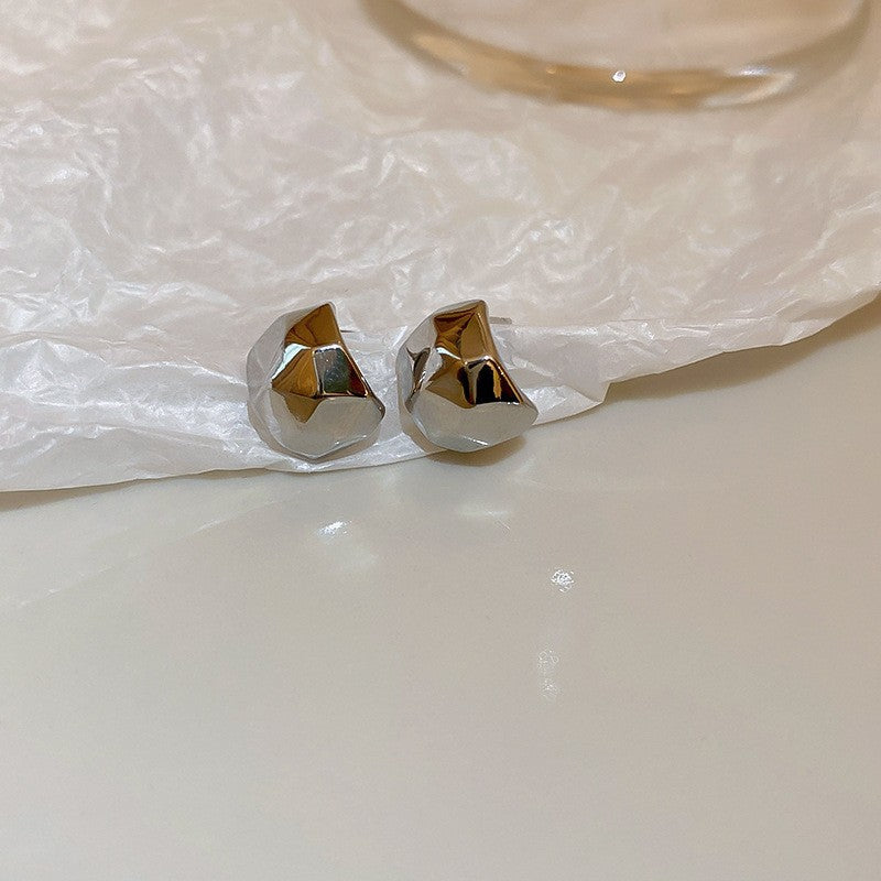 Real gold electroplated silver needle bean earrings