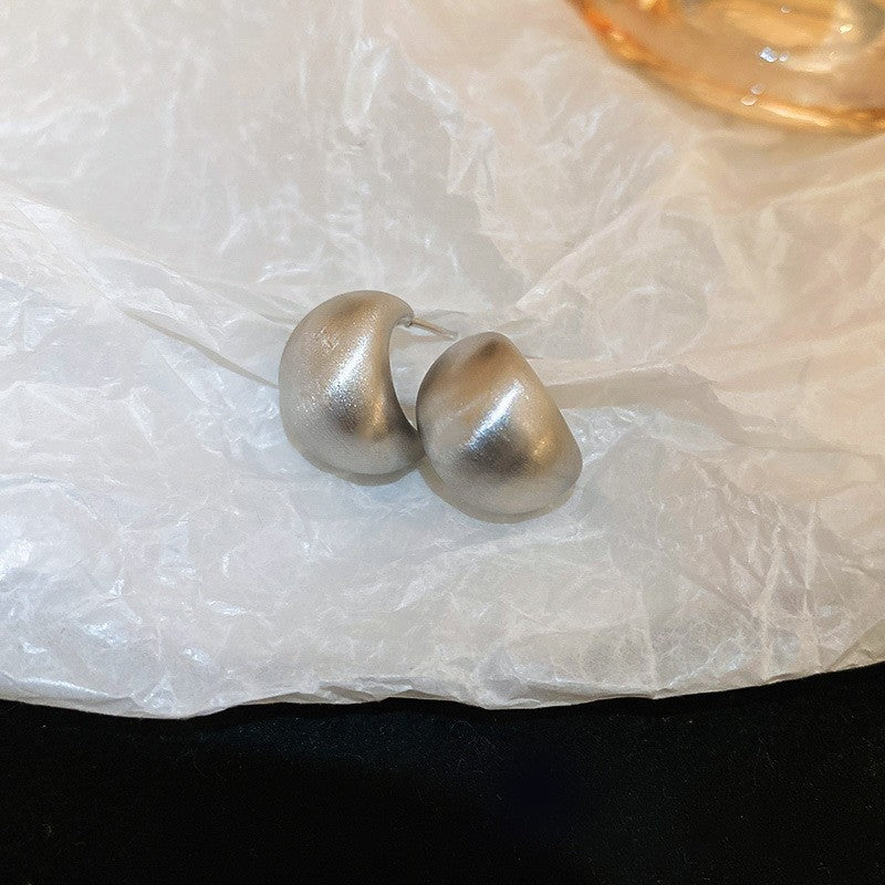 Real gold electroplated silver needle bean earrings