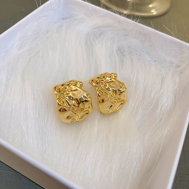 Real gold electroplated silver needle bean earrings