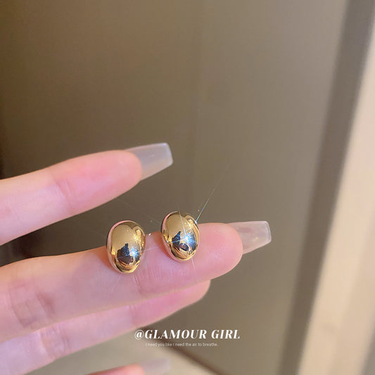 Real gold electroplated silver needle bean earrings