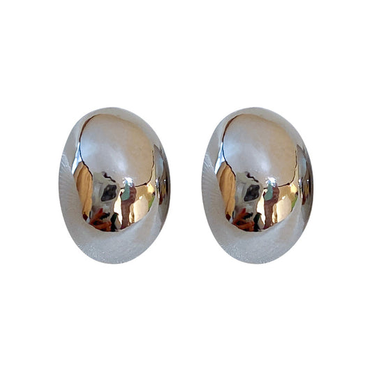 Real gold electroplated silver needle bean earrings