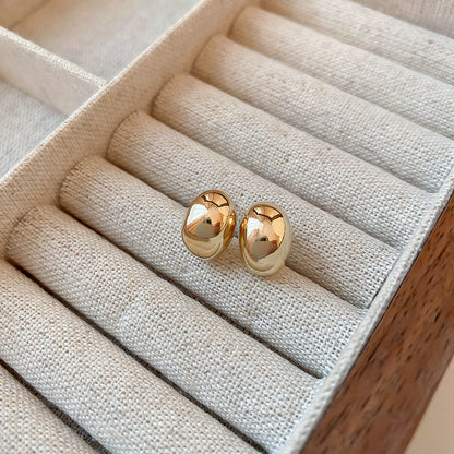 Real gold electroplated silver needle bean earrings