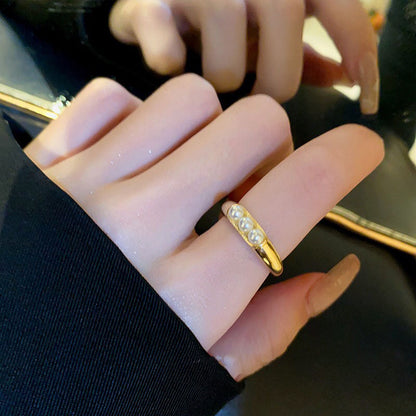 Real Gold Plated Zircon Cat's Eye Double Layer Open Ring