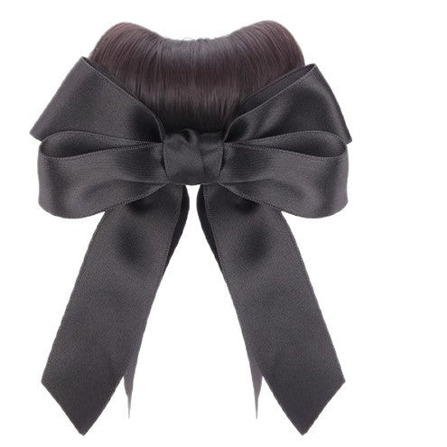 Realistic Fluffy Hair Bun Wig with Bowknot for Women