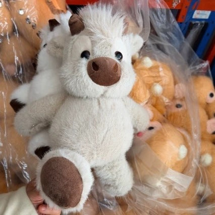 Realistic Long-Haired Bull Plush Doll