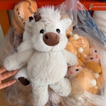 Realistic Long-Haired Bull Plush Doll