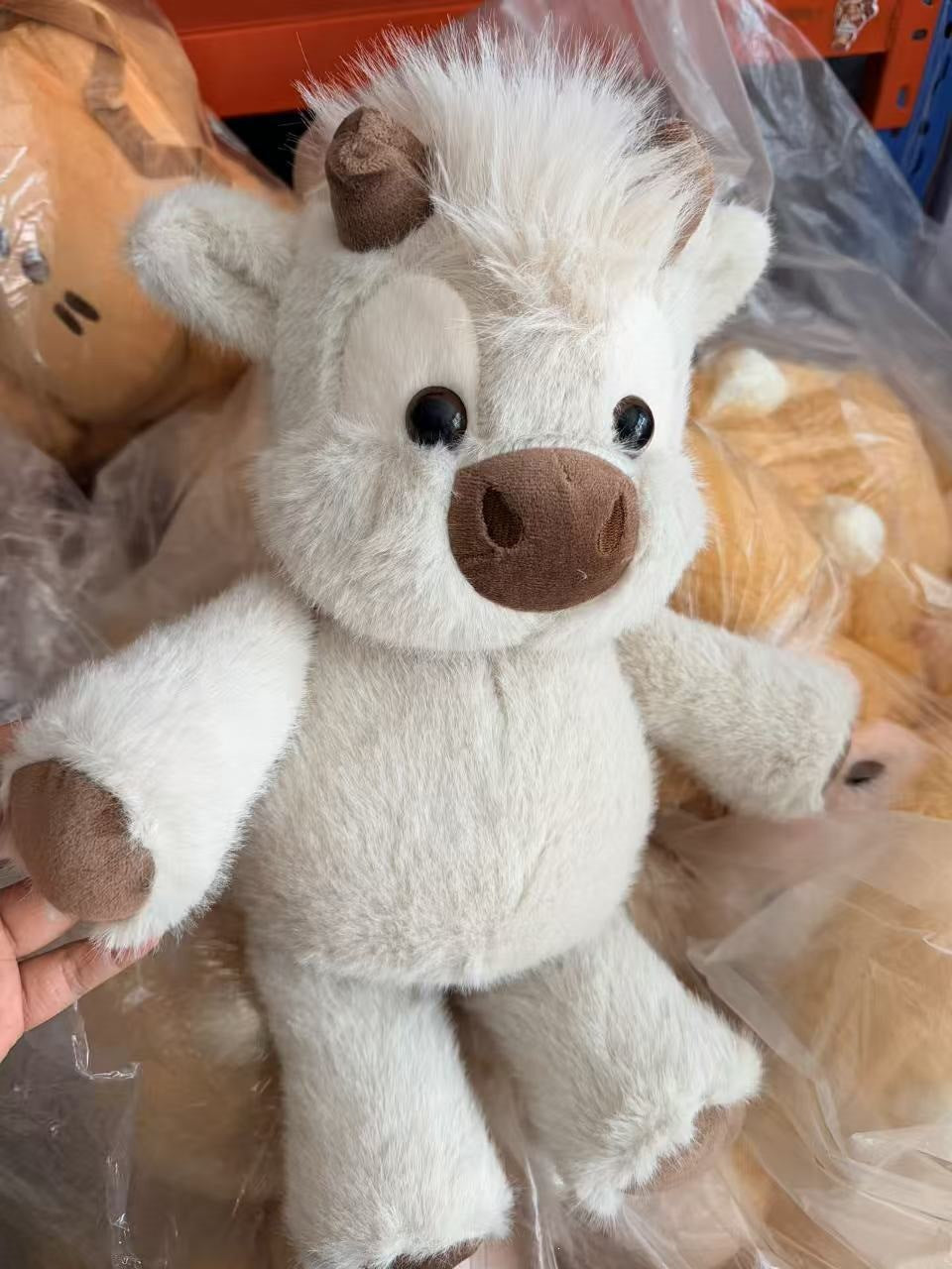 Realistic Long-Haired Bull Plush Doll