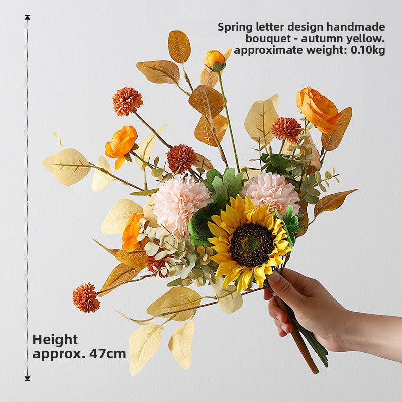 Realistic Silk Flower Arrangement with Ceramic Vase