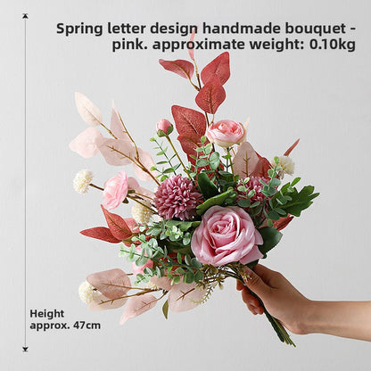 Realistic Silk Flower Arrangement with Ceramic Vase