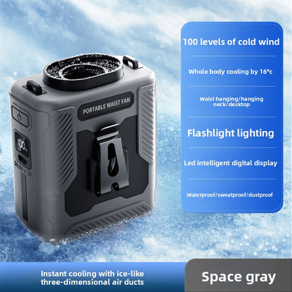 Rechargeable Clip-On Waist Fan with Flashlight