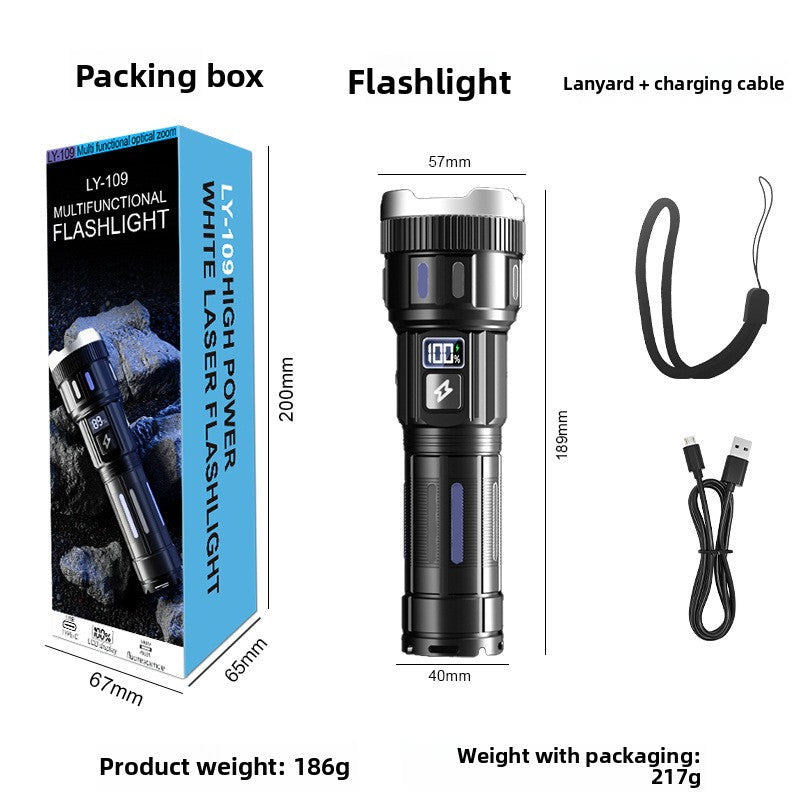 Rechargeable Digital Display Laser Flashlight with Zoom