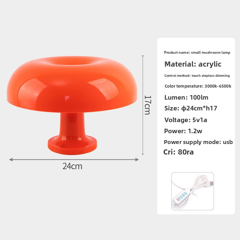 Rechargeable Dimmable Mushroom Table Lamp
