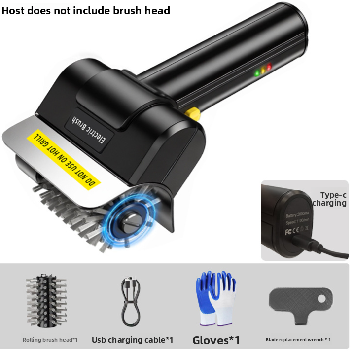 Rechargeable Electric Grill Cleaning Brush with Stainless Steel Heads