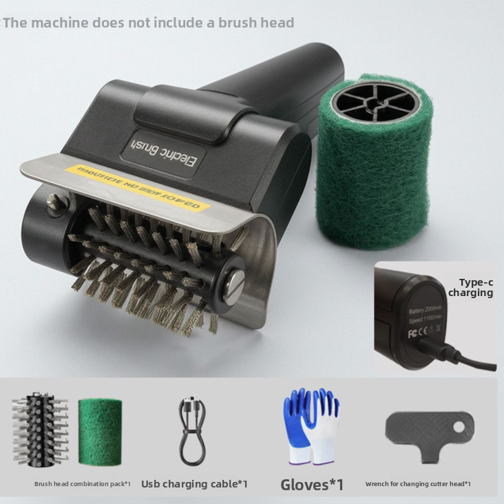 Rechargeable Electric Grill Cleaning Brush with Stainless Steel Heads
