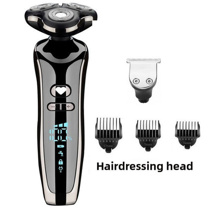 Rechargeable Electric Shaver with Nose Hair Trimmer and Hair Clipper