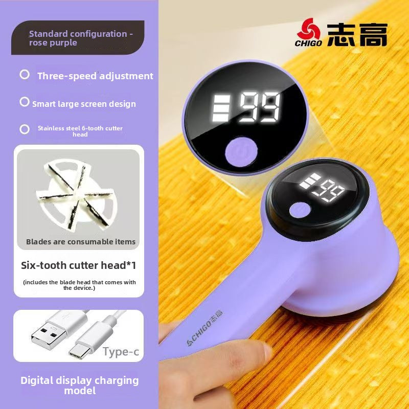Rechargeable Fabric Lint Shaver with Digital Display