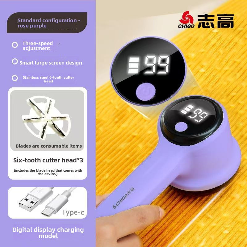 Rechargeable Fabric Lint Shaver with Digital Display