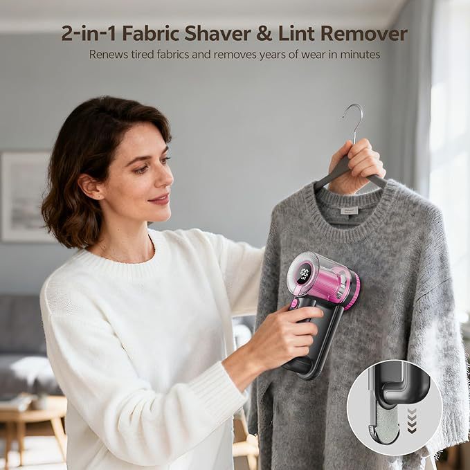 Rechargeable Fabric Shaver with Digital Display