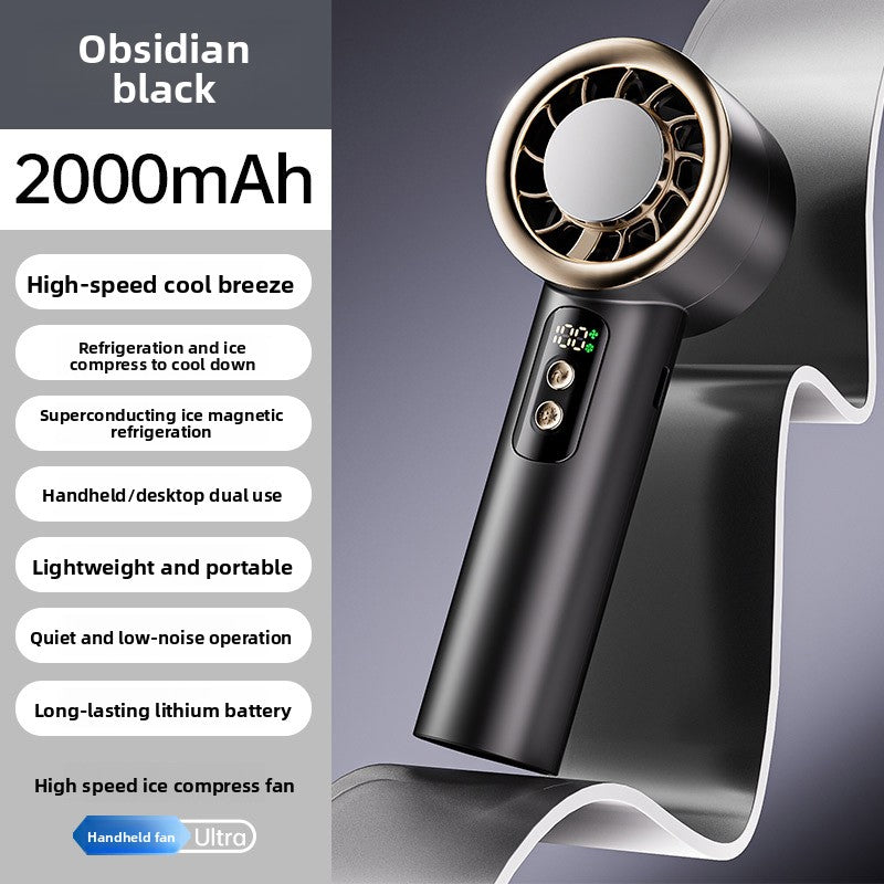 Rechargeable Handheld Cooling Fan with Digital Display