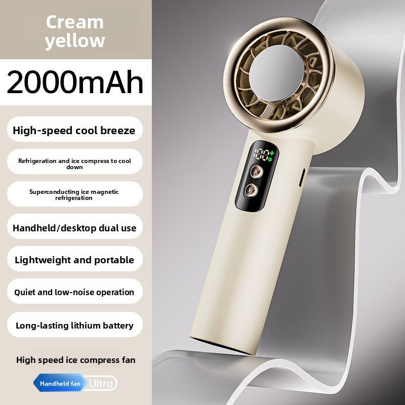 Rechargeable Handheld Cooling Fan with Digital Display
