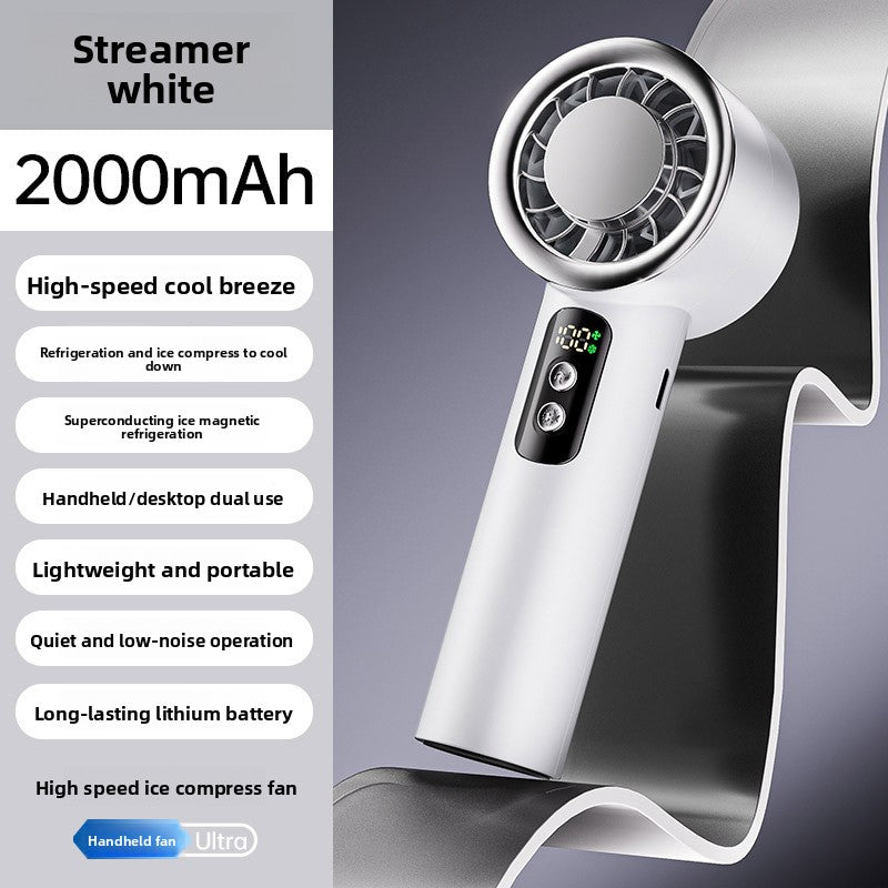 Rechargeable Handheld Cooling Fan with Digital Display
