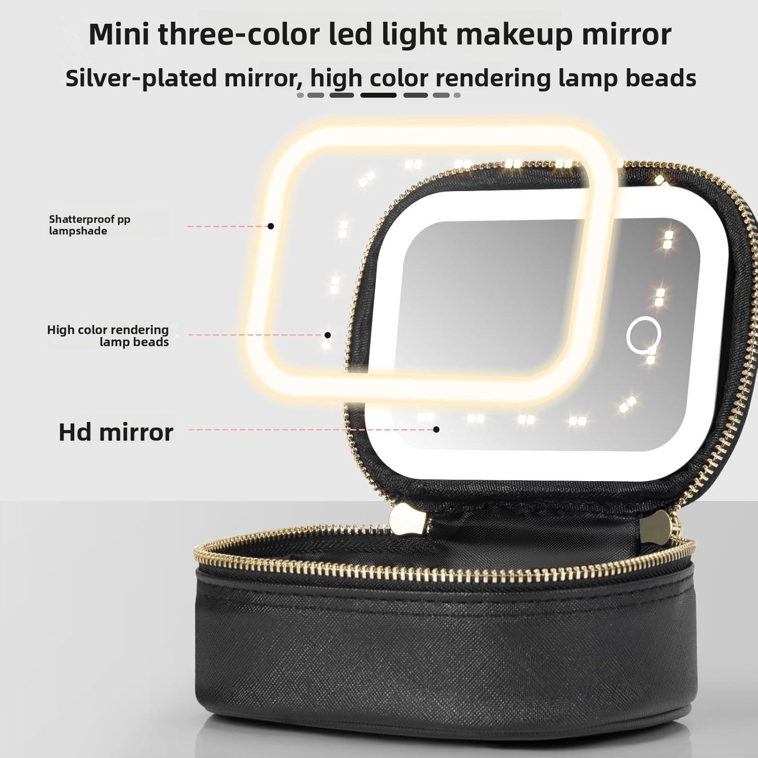 Rechargeable LED Cosmetic Bag with Mirror