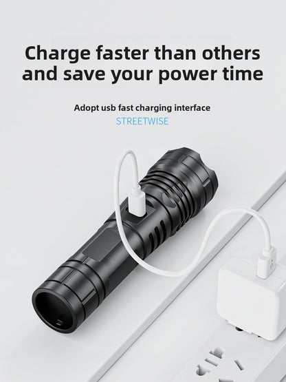 Rechargeable LED Flashlight with Adjustable Zoom