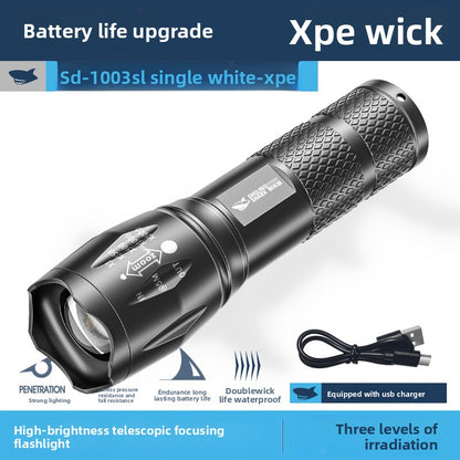 Rechargeable LED Flashlight with Adjustable Zoom