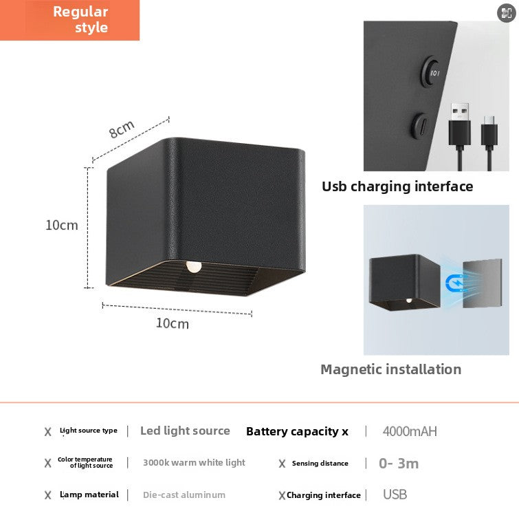 Rechargeable Magnetic Motion Sensor Wall Light