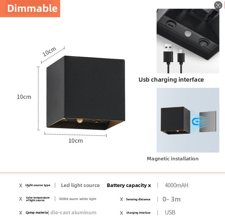 Rechargeable Magnetic Motion Sensor Wall Light