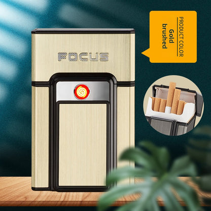 Rechargeable Metal Cigarette Case with Lighter
