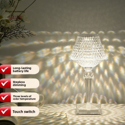 Rechargeable RGB Crystal Wine Glass Table Lamp