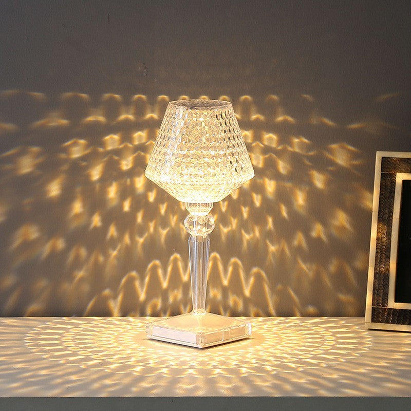 Rechargeable RGB Crystal Wine Glass Table Lamp