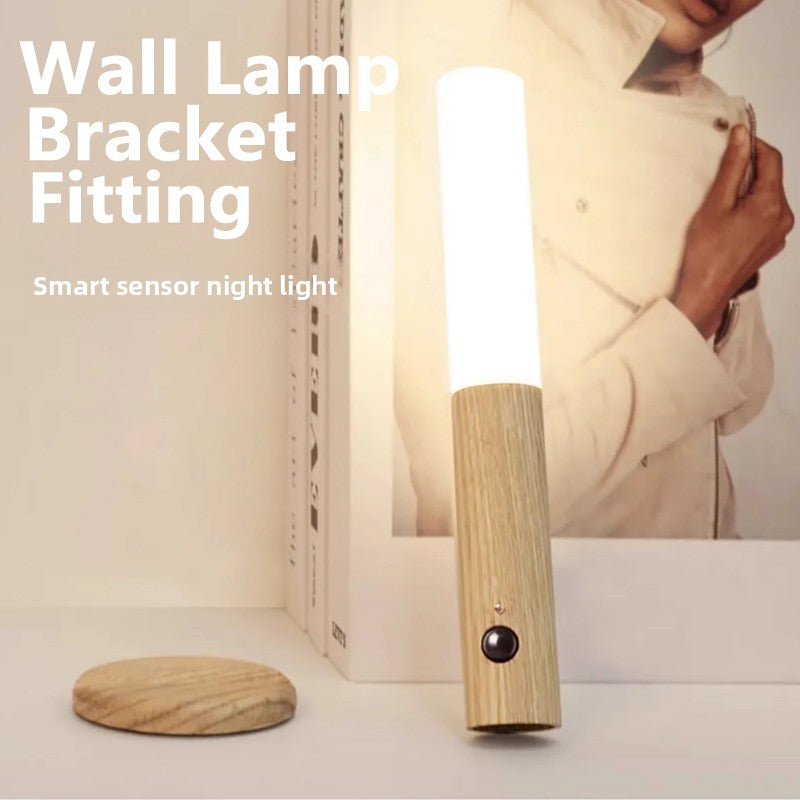 Rechargeable Sensor Wall Lamp with Wood Design