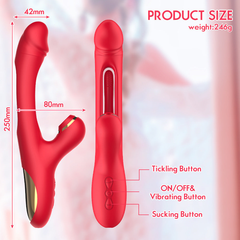 Rechargeable Silicone Vibrator with Suction Function