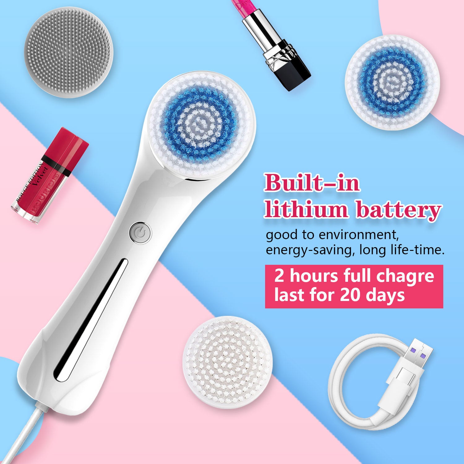 Rechargeable Ultrasonic Facial Cleansing Brush