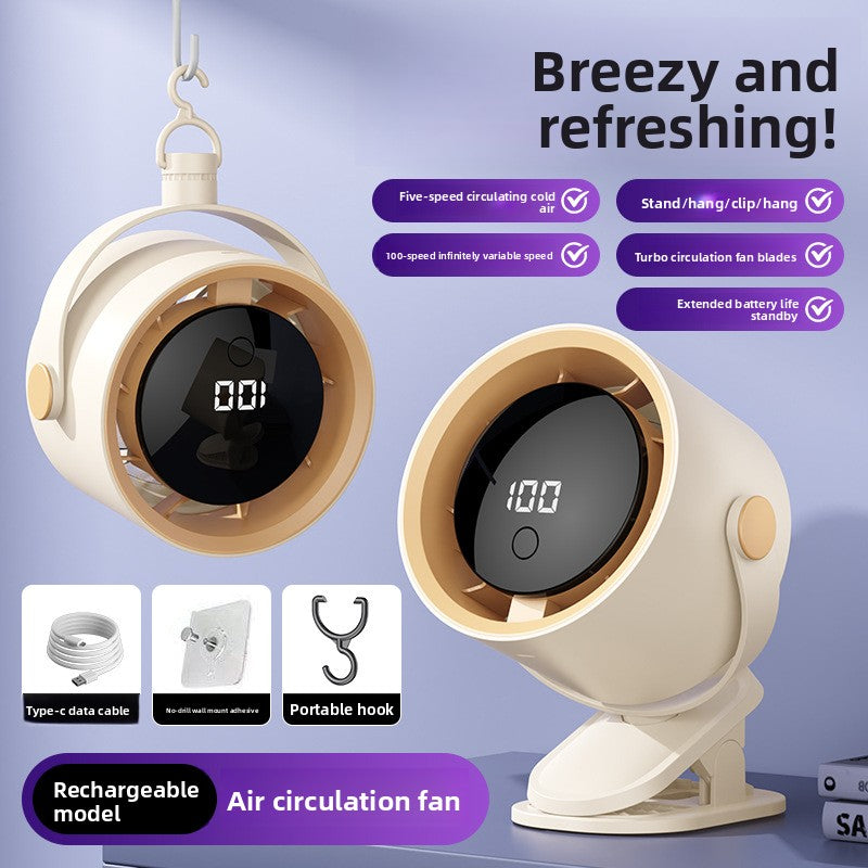 Rechargeable USB Desktop Fan with Hook