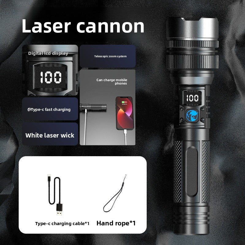 Rechargeable White Laser Flashlight with Digital Display