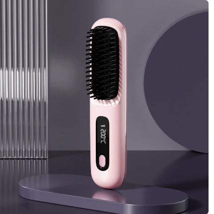 Rechargeable Wireless Hair Straightening Comb with LCD Display