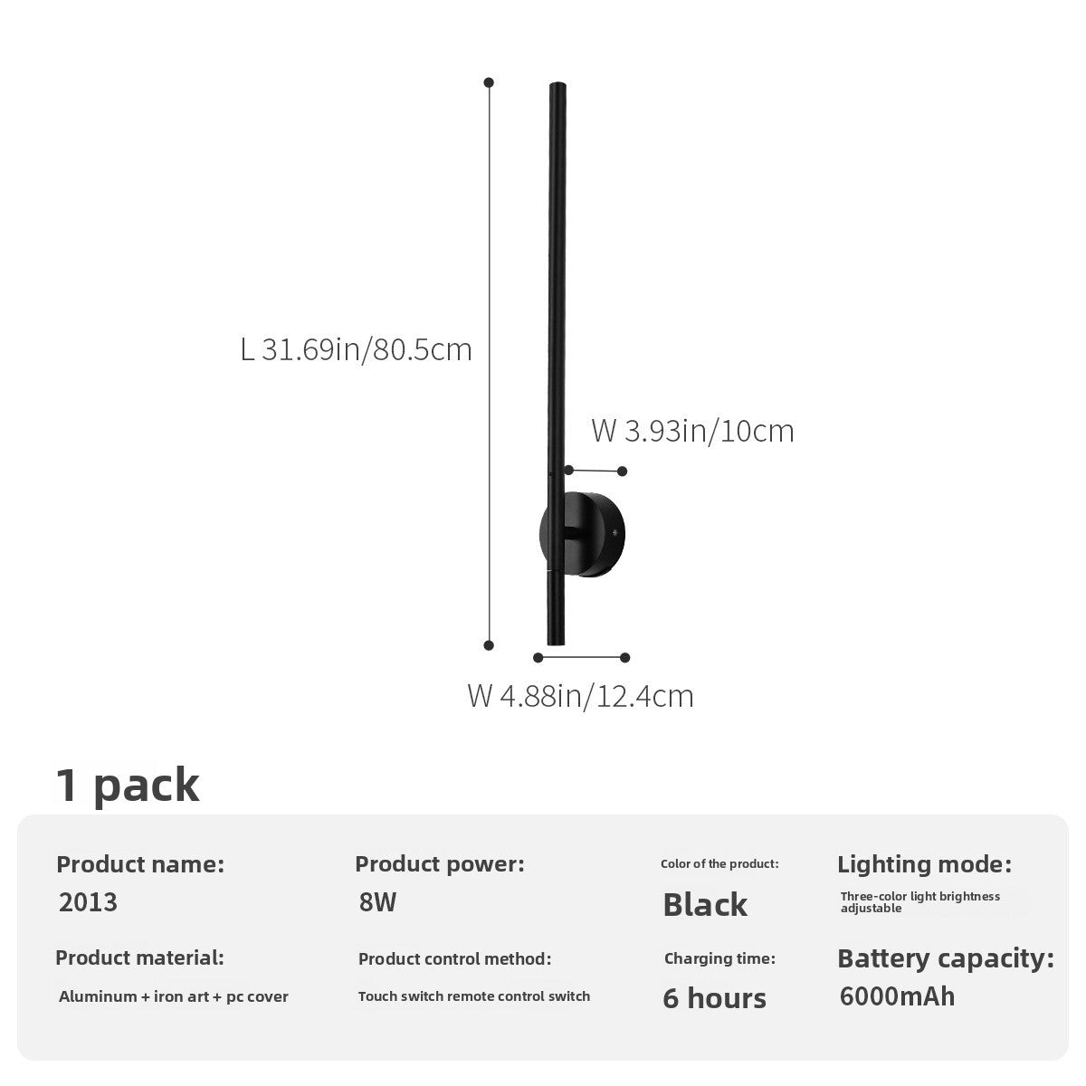 Rechargeable wireless wall lamp
