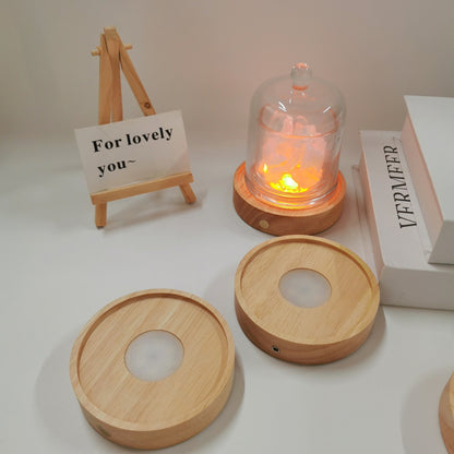 Rechargeable Wooden LED Aromatherapy Lamp Base with Crystal Cup